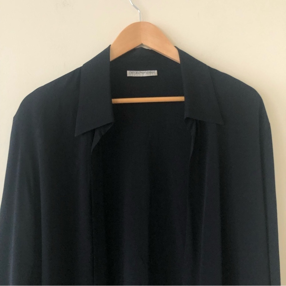 Emporio Armani Black Silk Blend Open Front Collared Cardigan size 38/8 - Picture 5 of 11